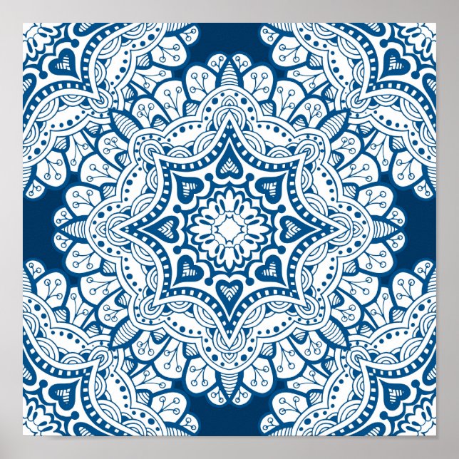 Festive Blue Mandala Poster (Framsidan)