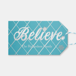 Festive Blue och Silver "Tro"-Helgdag Presentetikett