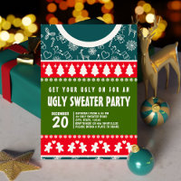 Festive Blue Red and Grönt Ugly Sweater Julafton P