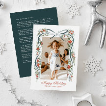 Festive Blue Ribbon med Poinsettias och Greenery