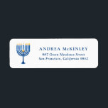 Festive Blue Watercolor Menorah Hanukkah Returadress Etikett<br><div class="desc">Ett festive anpassade Hanukkah-helgdag-adressetikett. Den har vattenfärgsillustration av en menorah. Anpassa genom att lägga till namn och adress.</div>