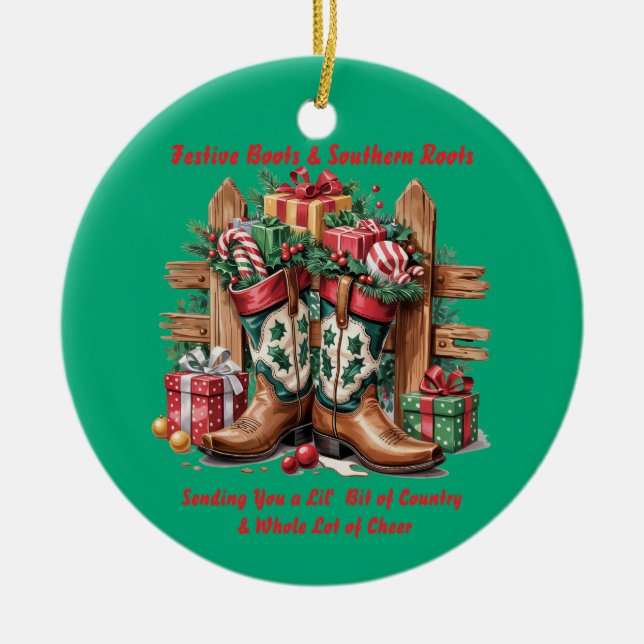 Festive Boots Julgransprydnad Keramik (Framsidan)