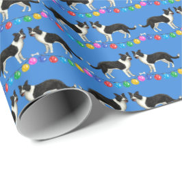 Festive Border Collies Wrapping Paper Presentpapper