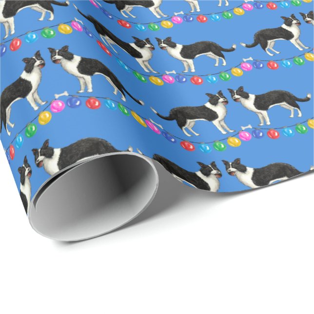 Festive Border Collies Wrapping Paper Presentpapper (Rullad Hörn)