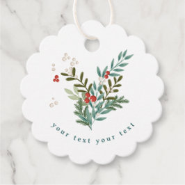 Festive Botanical Blommigt jul Classic White Gåvor Etiketter