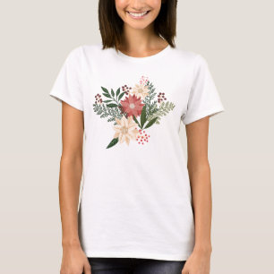 festive botanical christmas-helgdag t shirt