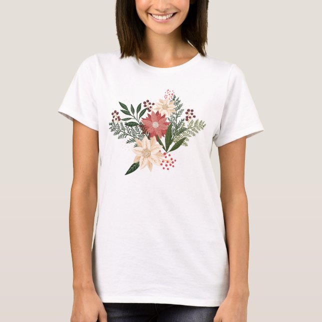festive botanical christmas-helgdag t shirt (Framsida)