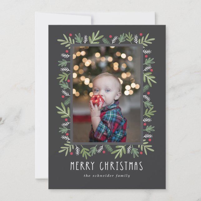 Festive Botanical God jul Photo Card Julkort (Framsida)