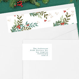 Festive Botanical White-Returadress Etikettband