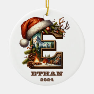 Festive Brev E Winter Scene med Santa Hat Julgransprydnad Keramik