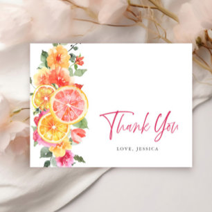Festive Bright Flowers Blommigt Citrus Tack Vykort