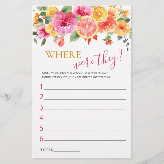 Festive Bright Flowers Citrus Möhippa Game (Framsida)