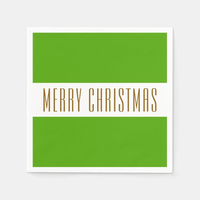 Festive Bright Grönt White GOD JUL Rand Pappersservett (Framsidan)