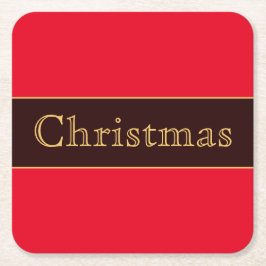Festive Bright Red Nostalgic-jultypografi Underlägg Papper Kvadrat
