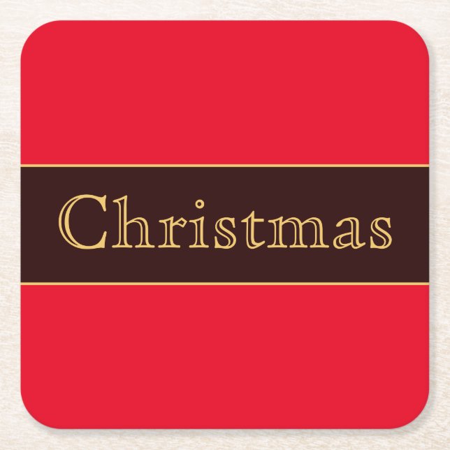 Festive Bright Red Nostalgic-jultypografi Underlägg Papper Kvadrat (Framsidan)