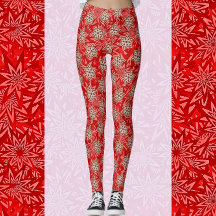 Festive Bright Red Stars Lycklig Helgdag Leggings