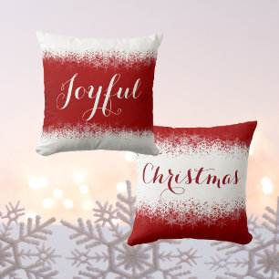 Festive, Bright, Red & White Snowflake Throw Pillo Kudde