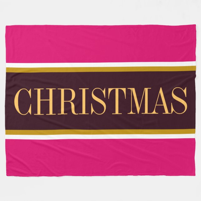Festive Bright Rosa Burgundy CHRISTMAS Rand Fleecefilt (Framsidan (Horisontell))