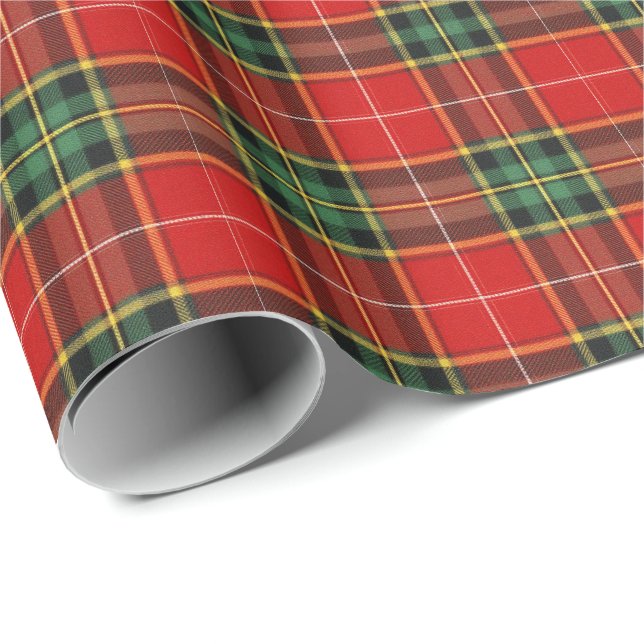 Festive Bright Tartan Presentpapper (Rullad Hörn)