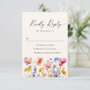 Festive Bright Watercolor Flowers Bröllop OSA Kort