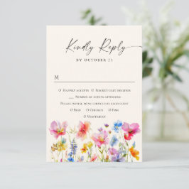 Festive Bright Watercolor Flowers Bröllop OSA Kort