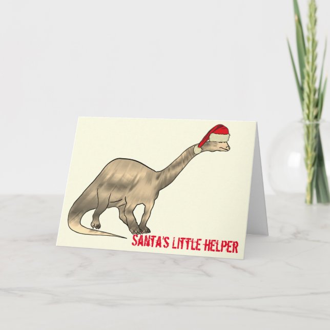 Festive Brontosaurus Santa Funny Dinosaur Slogan Kort (Framsida)