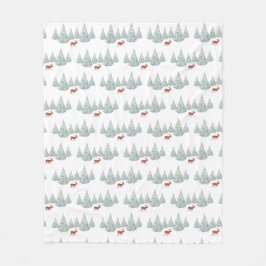 Festive Brown Hjort under Snowy Spruce Träd Fleecefilt