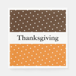 Festive Brown Orange Thanksgiving Rand Dots Pappersservett