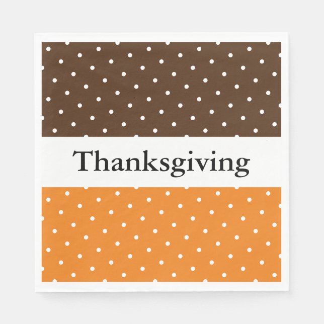 Festive Brown Orange Thanksgiving Rand Dots Pappersservett (Framsidan)