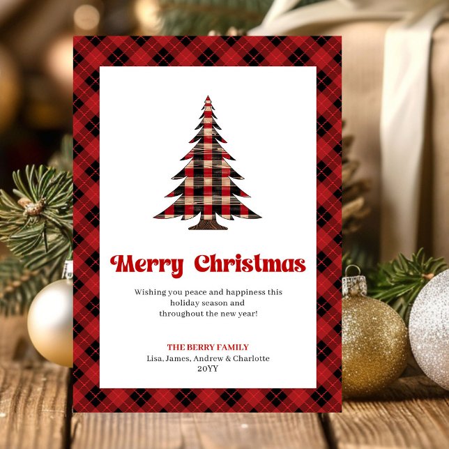 Festive Buffalo Check Christmas Greeting Design Julkort (Festive Buffalo Check Christmas Greeting Design)