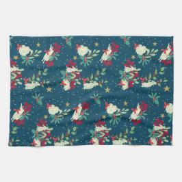 Festive Bunnies Play As Snow Falls Kökshandduk