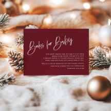 Festive Burgundy Baby Shower Bokar för Baby-kort
