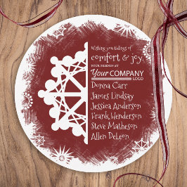Festive Burgundy Round Business Helgdag Card Julkort