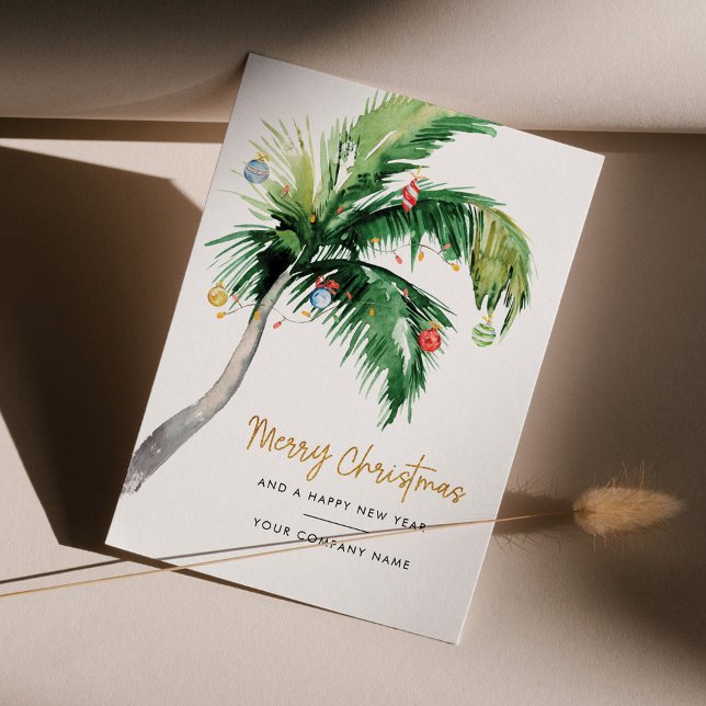 Festive Business Logotyp jul Helgdag Träd Handflat Julkort (Merry Christmas Corporate Logo Holiday Greetings Card)
