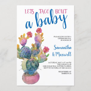 Festive Cactus FIESTA Gender Reveal Inbjudningar