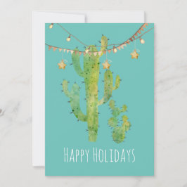 Festive Cactus Watercolor Helgdag Card Julkort