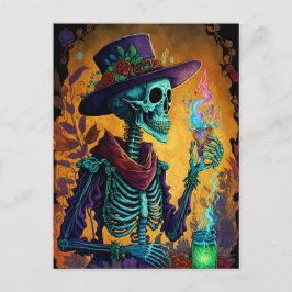 Festive Calavera! - Mexikanska Skeleton Art Vykort