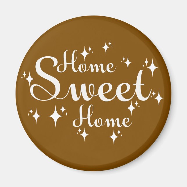 Festive Calligraphy and Stars Home Sweet Home Magnet (Framsidan)