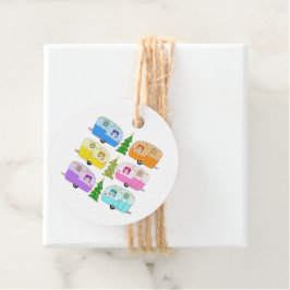 Festive Camper Trailers Retro RV s julklapp Gåvor Etiketter