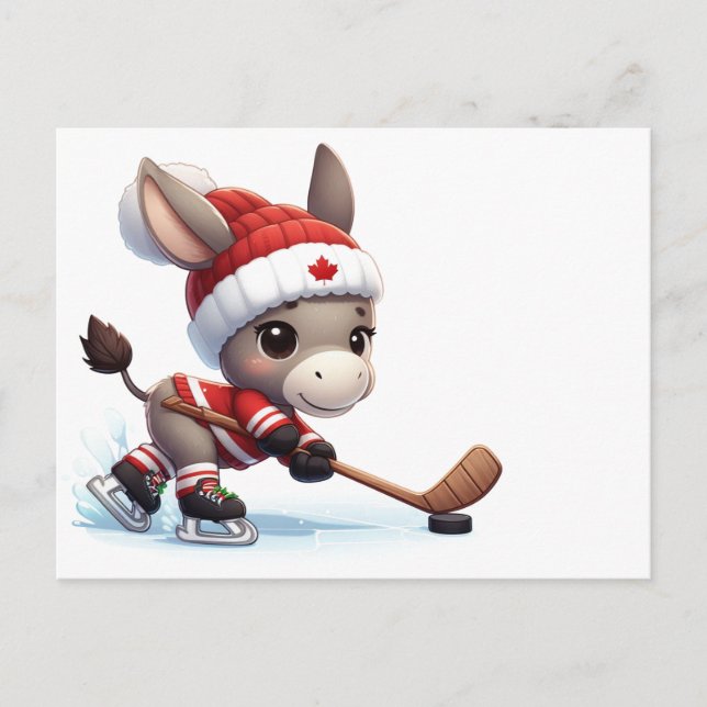 Festive Canada jul Hockey Donkey Vykort (Framsida)
