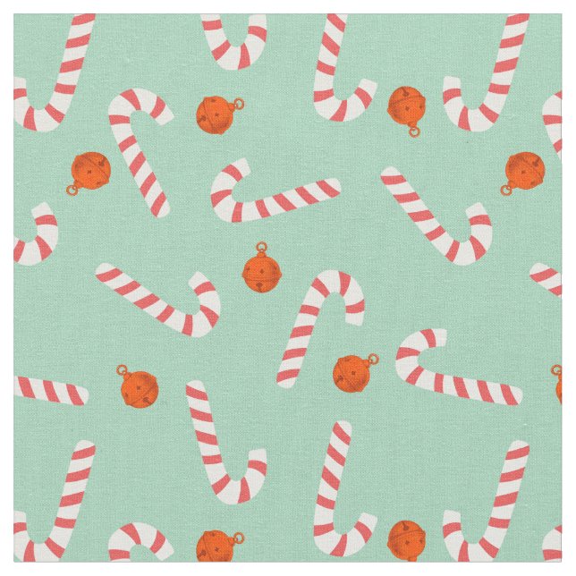 Festive Candy cane Cotton Fabric Tyg (Närbild)