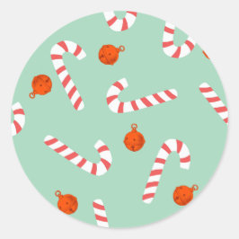 Festive Candy cane Kuvert Seal Round Stickers Runt Klistermärke