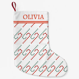 Festive Candy cane Mönster med Monogram Helgdag Liten Julstrumpa