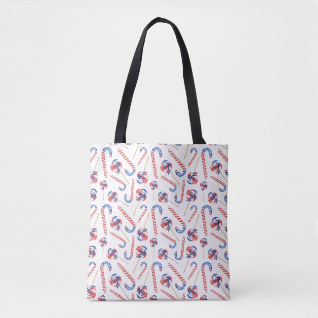 Festive Candy cane och Lollipop Tote Bag Tygkasse (Framsida)