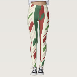 Festive Candy cane Rand i Röd och Grönt Leggings