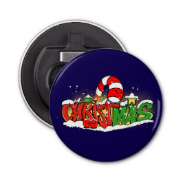 Festive Candy Cane & Snowy Holiday Art Flasköppnare