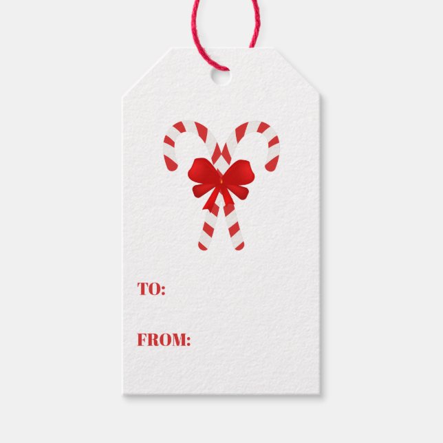 Festive Candy cane Stripe jul Red White Presentetikett (Framsidan)