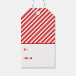 Festive Candy cane Stripe jul Red White Presentetikett