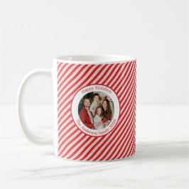 Festive Candy Cane Striped Christmas Red Photo Kaffemugg