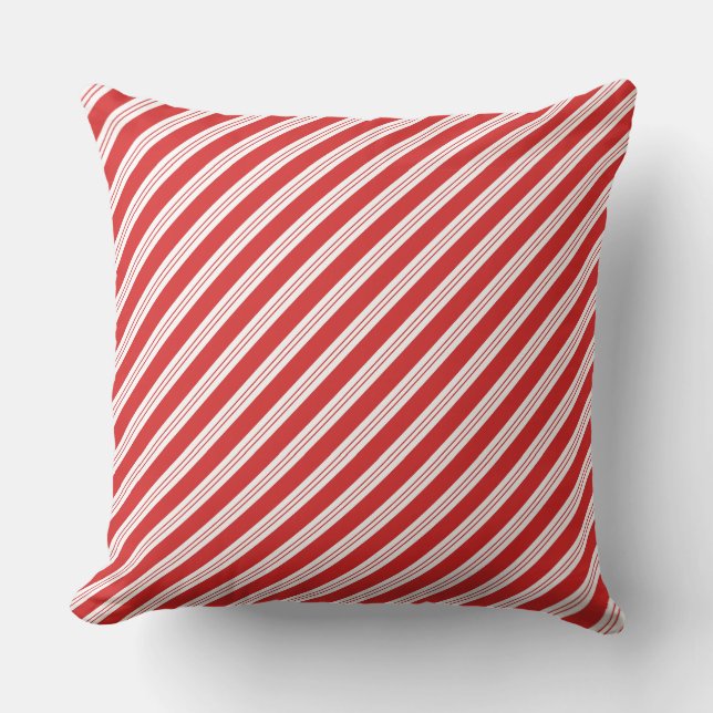 Festive Candy Cane Striped Christmas Red White  Kudde (Framsida)